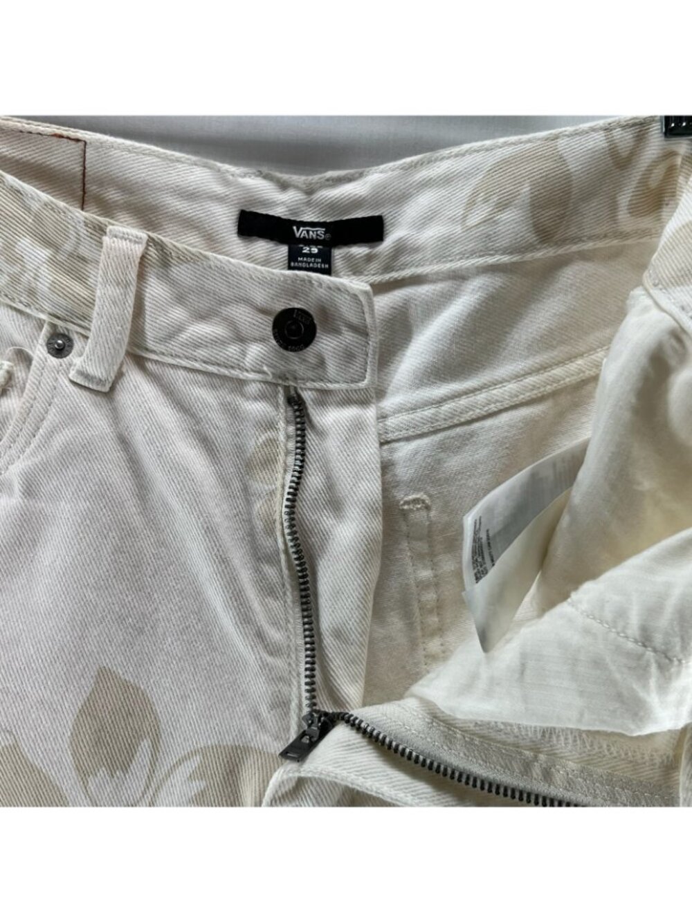 Vans Sirelle Floral High Waisted Mom Jeans Womens 29 Wide Leg Cotton Ecru Cream - Picture 12 of 14